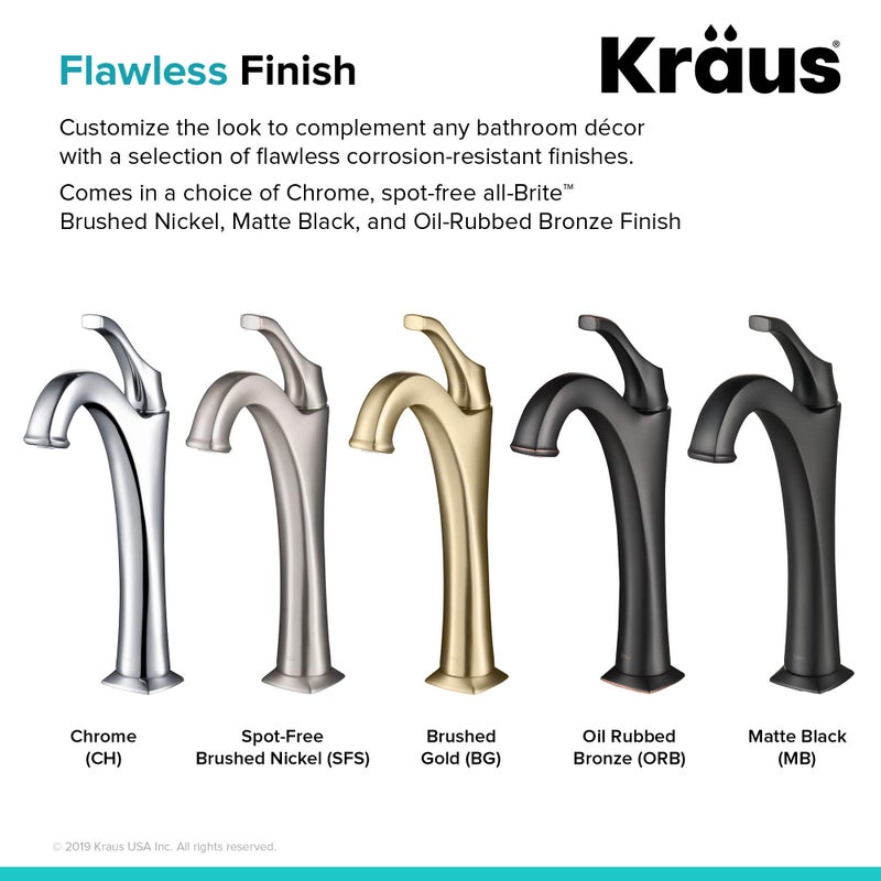 KRAUS KVF-1200MB Arlo Single Handle Vessel Bathroom Faucet with Pop Up Drain, Matte Black - Image 2